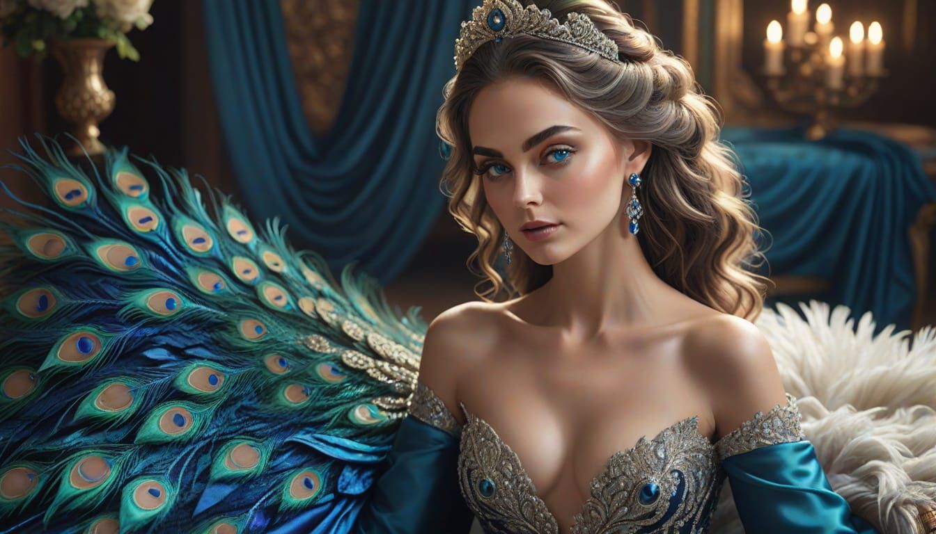 Hyper-Realistic Portrait Of A Beautiful Woman In Opulent Sil...