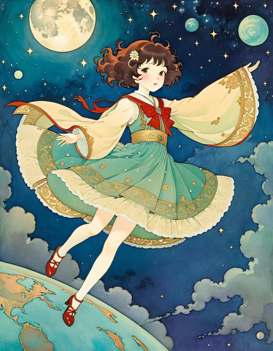 Anime Girl Defies Gravity, Fantasia Style