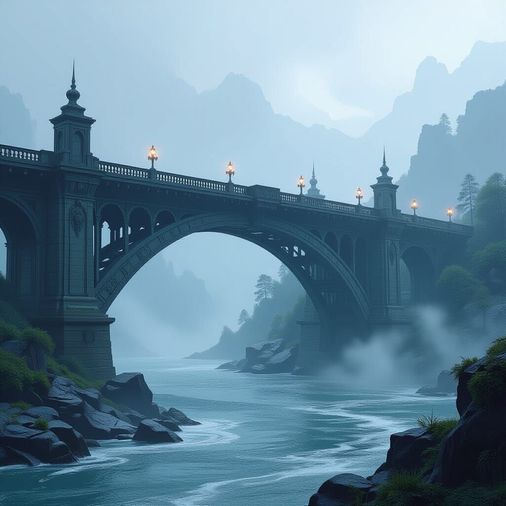 Majestic Stone Bridge Over Turbulent River