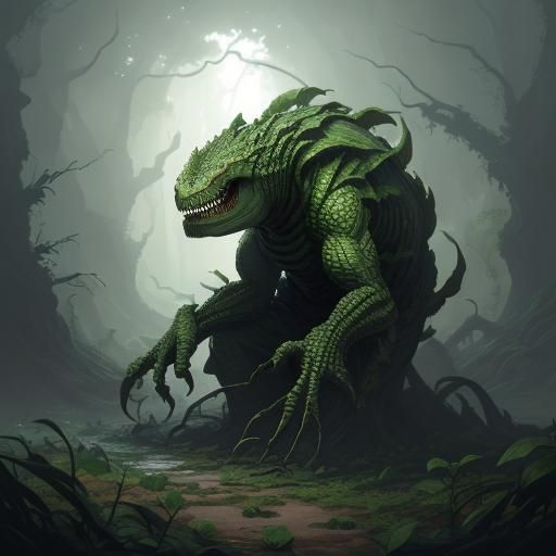 Plant Reptilian Creature: Ivydra in Detailed Matte Style