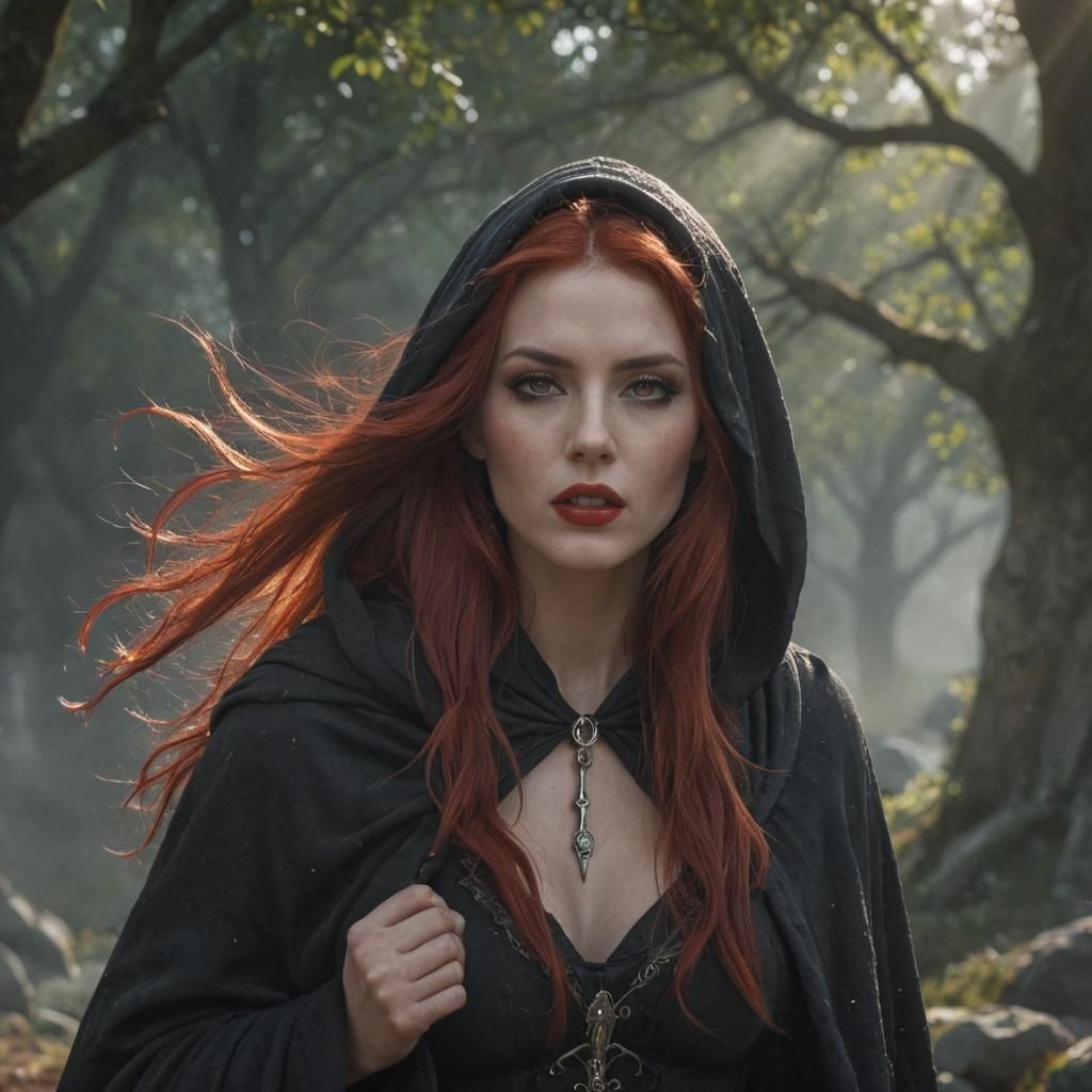 Goddess in Stone Circle with Red Hair