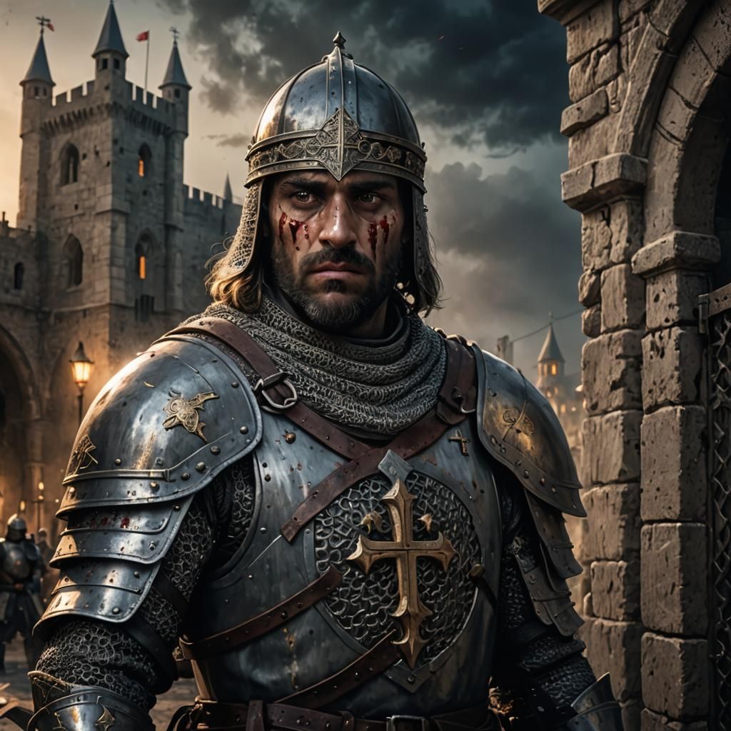 Crusader Knight Portrait Ready for Battle