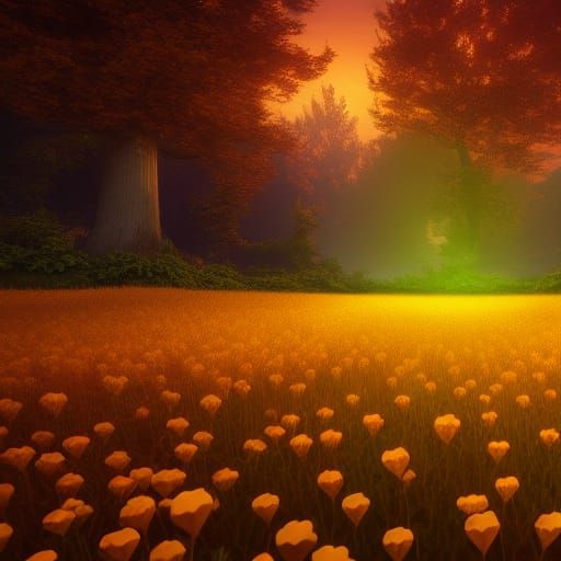 Glowing Clover in Golden Field: Fantasy Concept Art