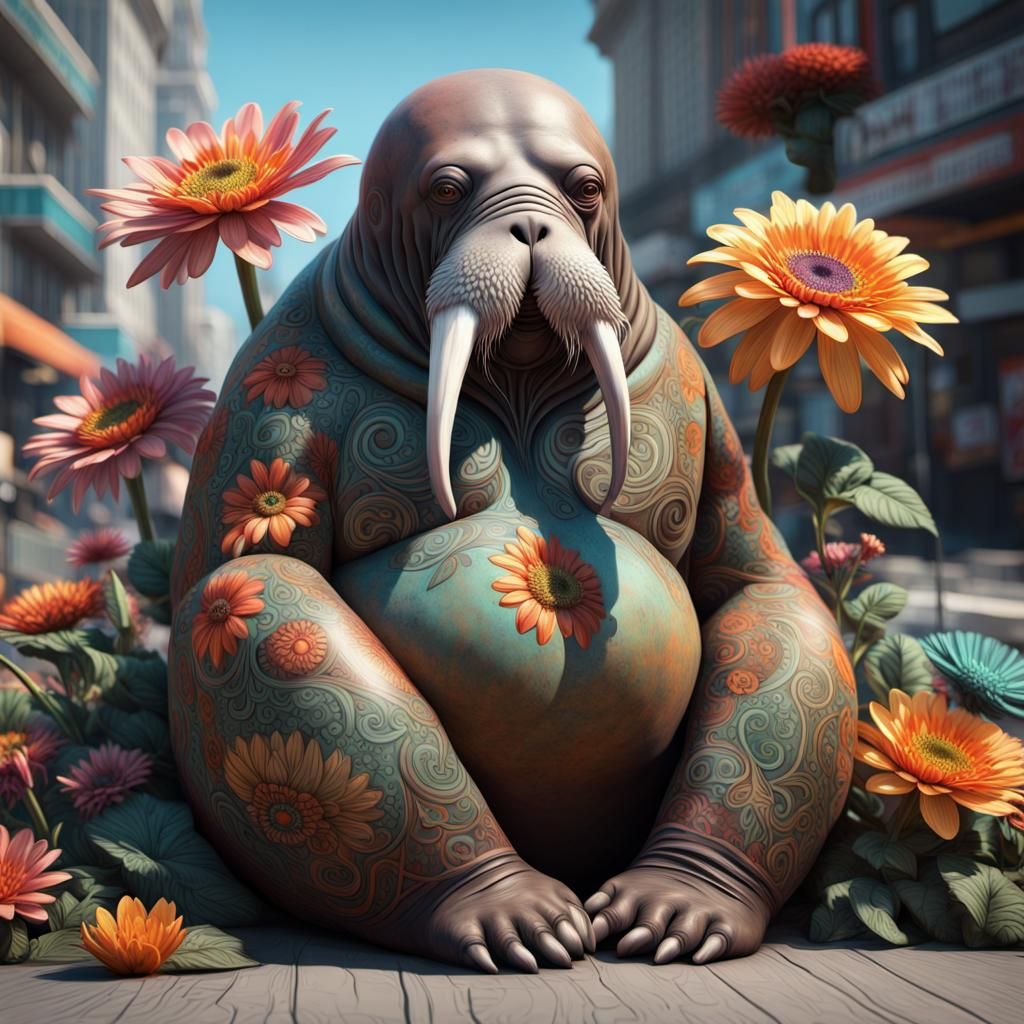 Hippie Walrus in San Francisco: Digital Art