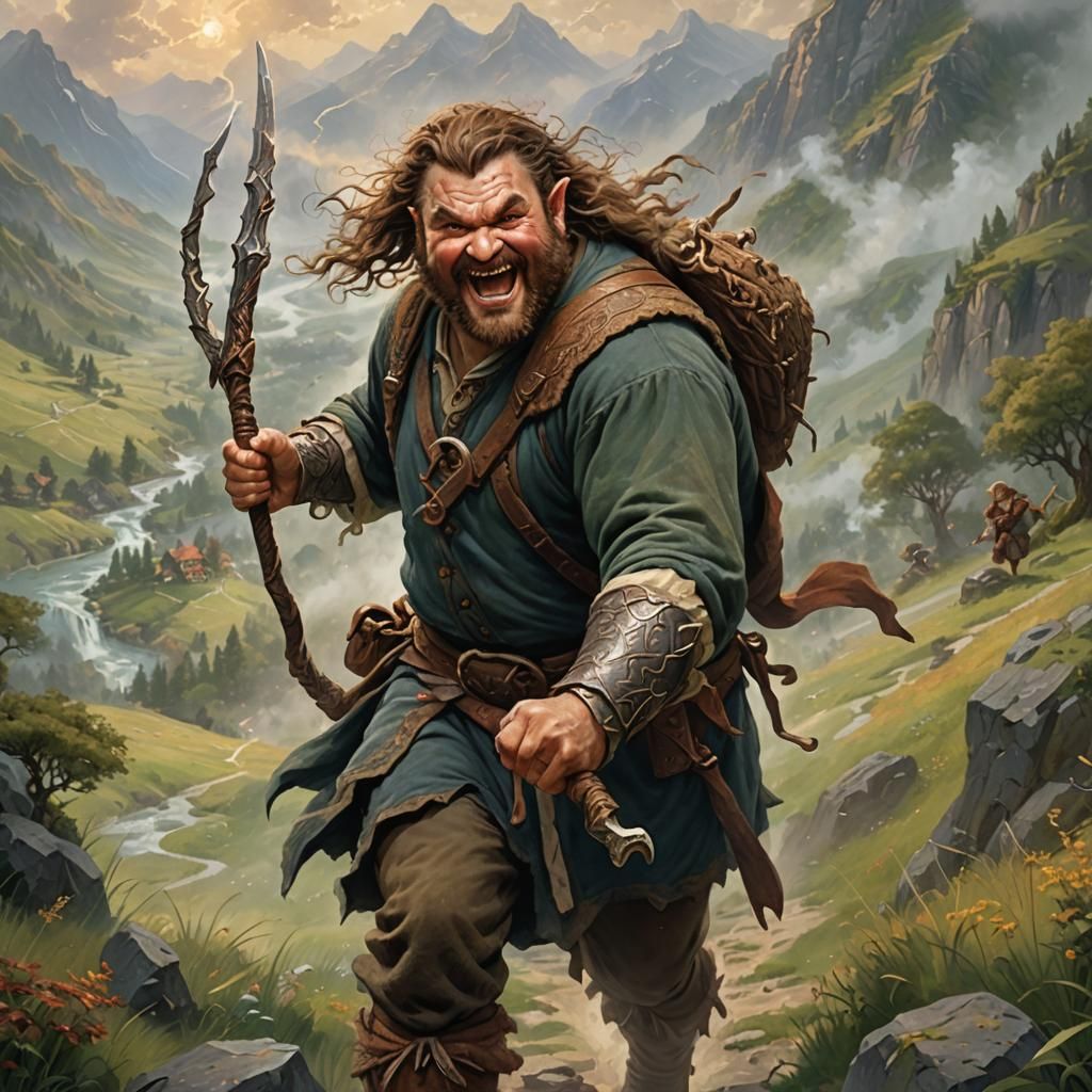 Hobbit Barbarian Portrait in Ethereal Fantasy Style