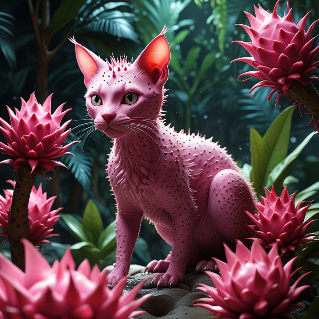 DragonFruit Cat in Breathtaking, Ultra HD, Realistic Art