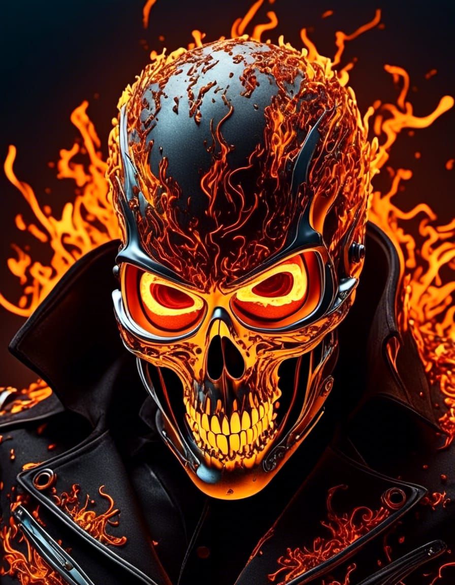Ghost Rider with Fiery Eyes, Digital Concept Art