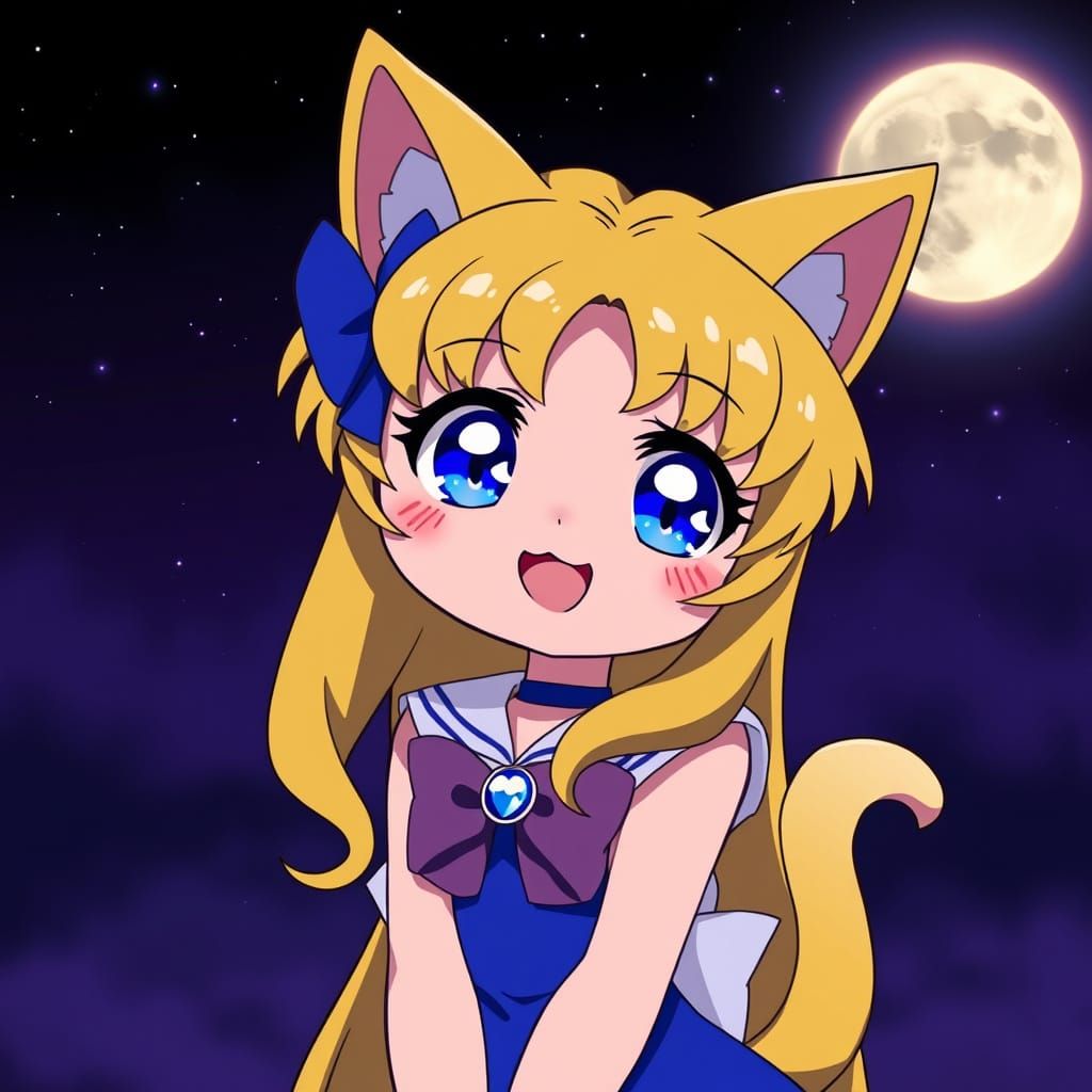 Sailor Meow in 80s Anime Style