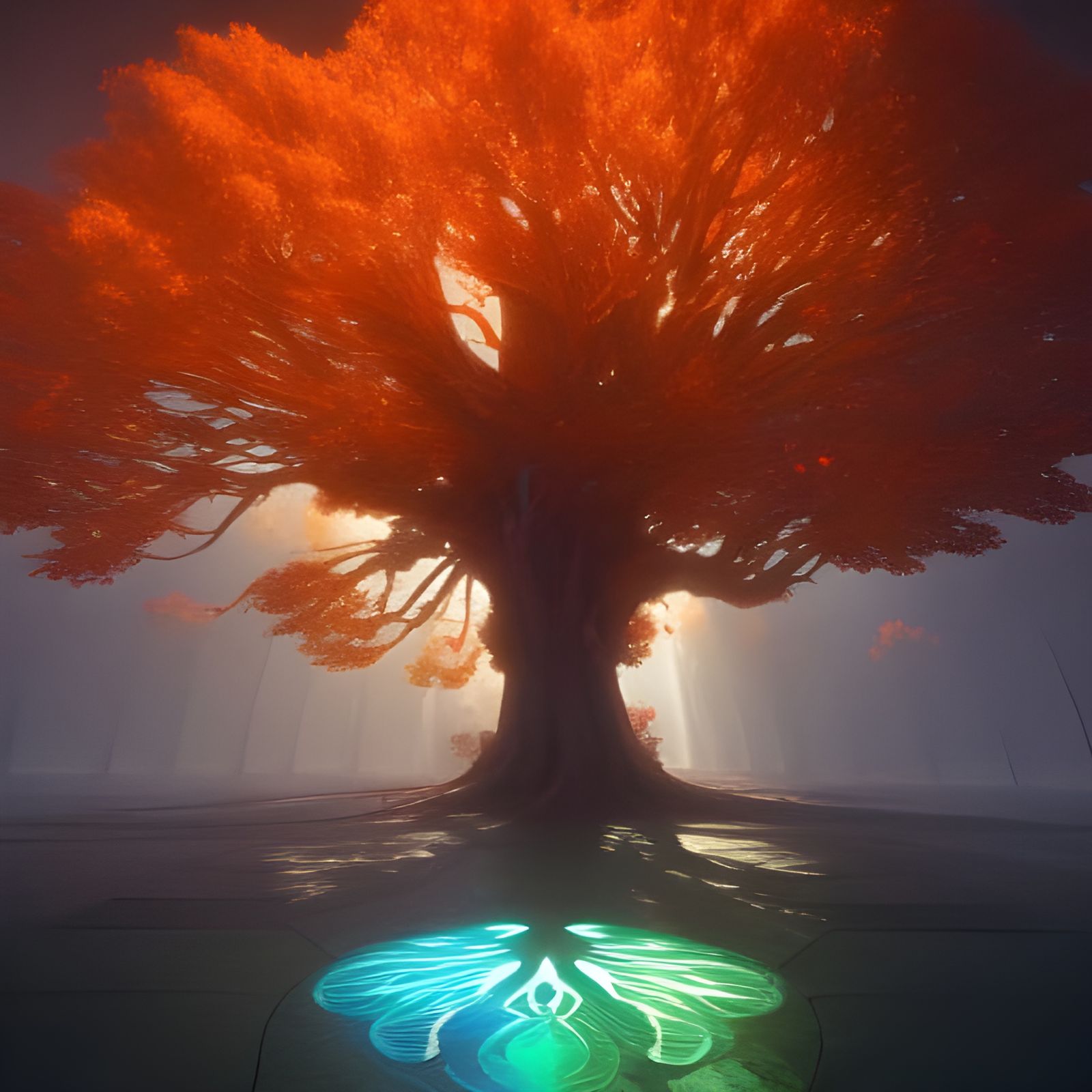 Tree of Life Concept Art in Orange and Teal