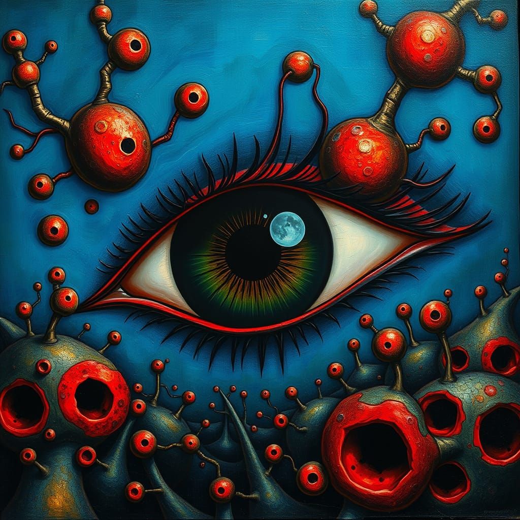 Surreal Molecular Iris in a Cubist Style