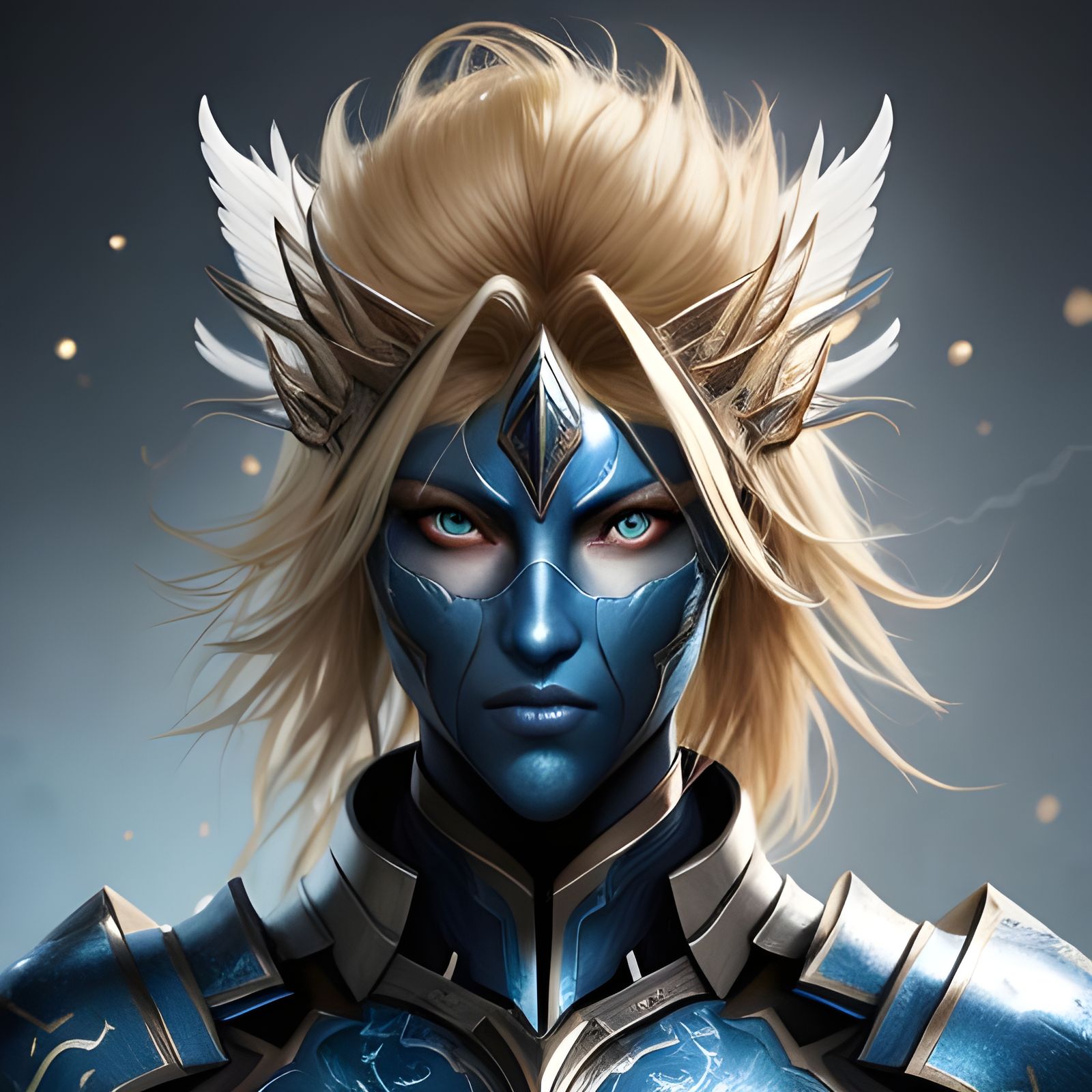 Blonde Angel in White Armor: Hyperrealistic Art