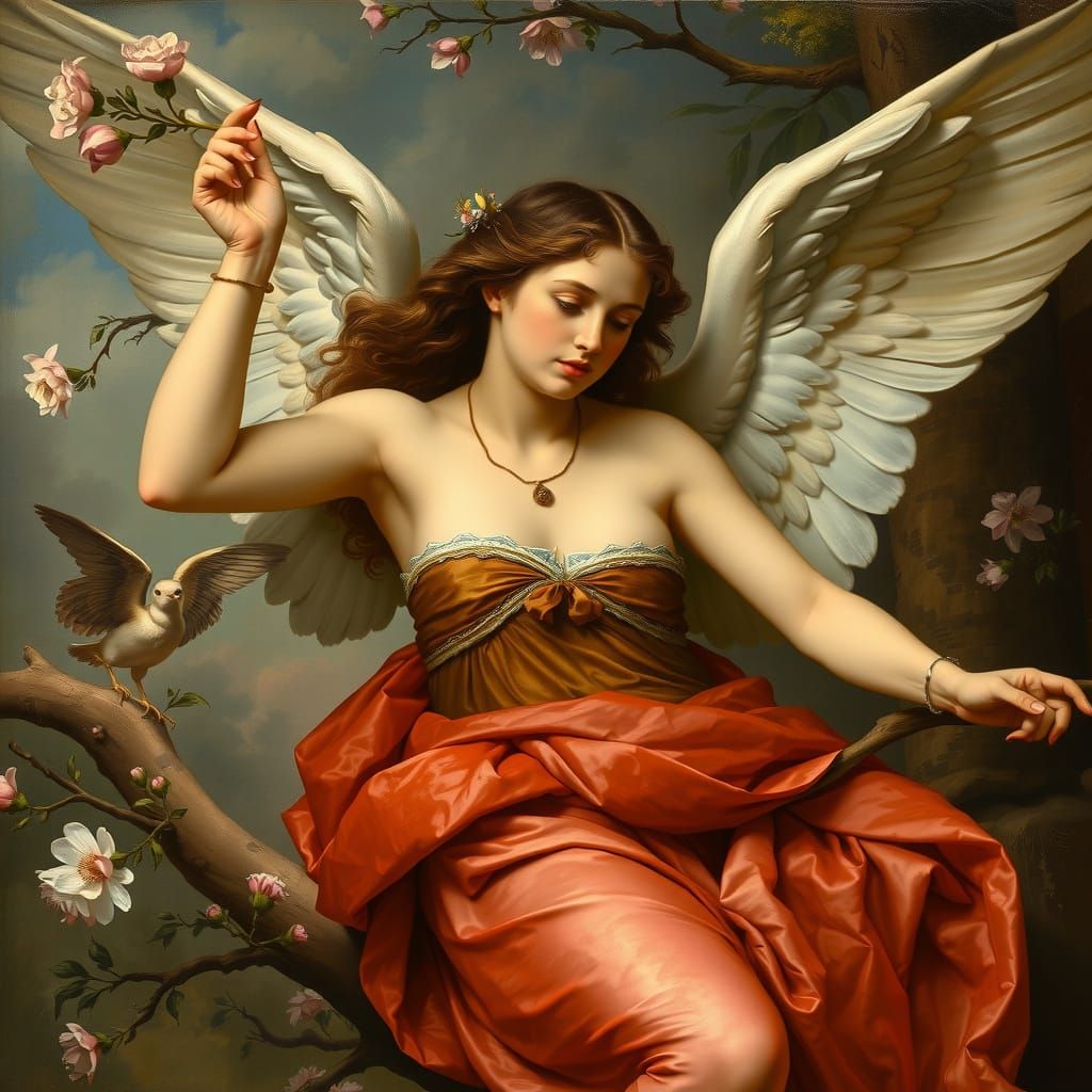 Baroque Angel in Vibrant Spring Bloom
