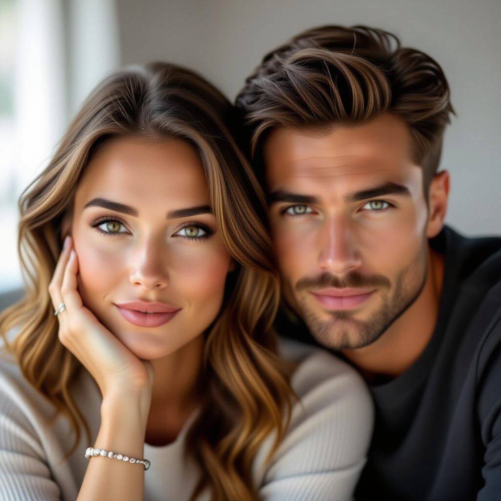 Man and Woman Portrait with Intense Expressions