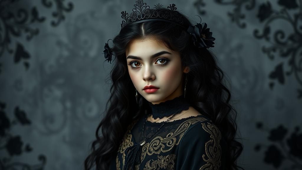 Gothic Girl Portrait with Victorian and Mystical Allure
