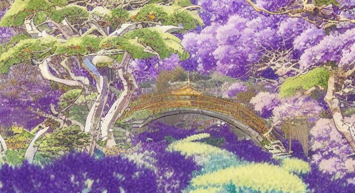 Surreal Japanese Landscape in Anime Style