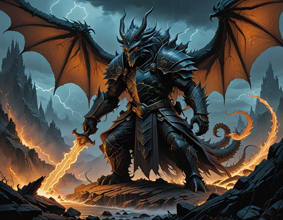 Mystical Wizard Engages Dragon in High-Fantasy Battle