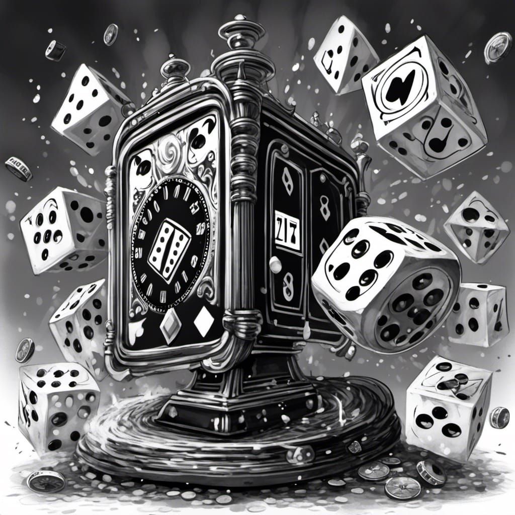Gambling Icons in Black and White Drawing