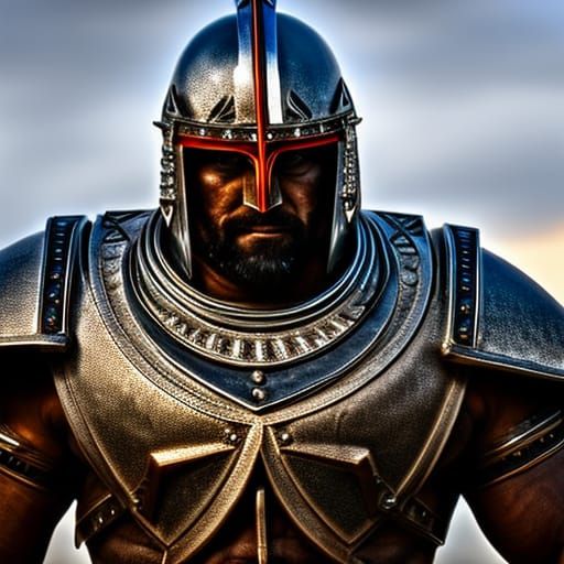 Hyperrealistic Armored Spartan Warrior in HDR