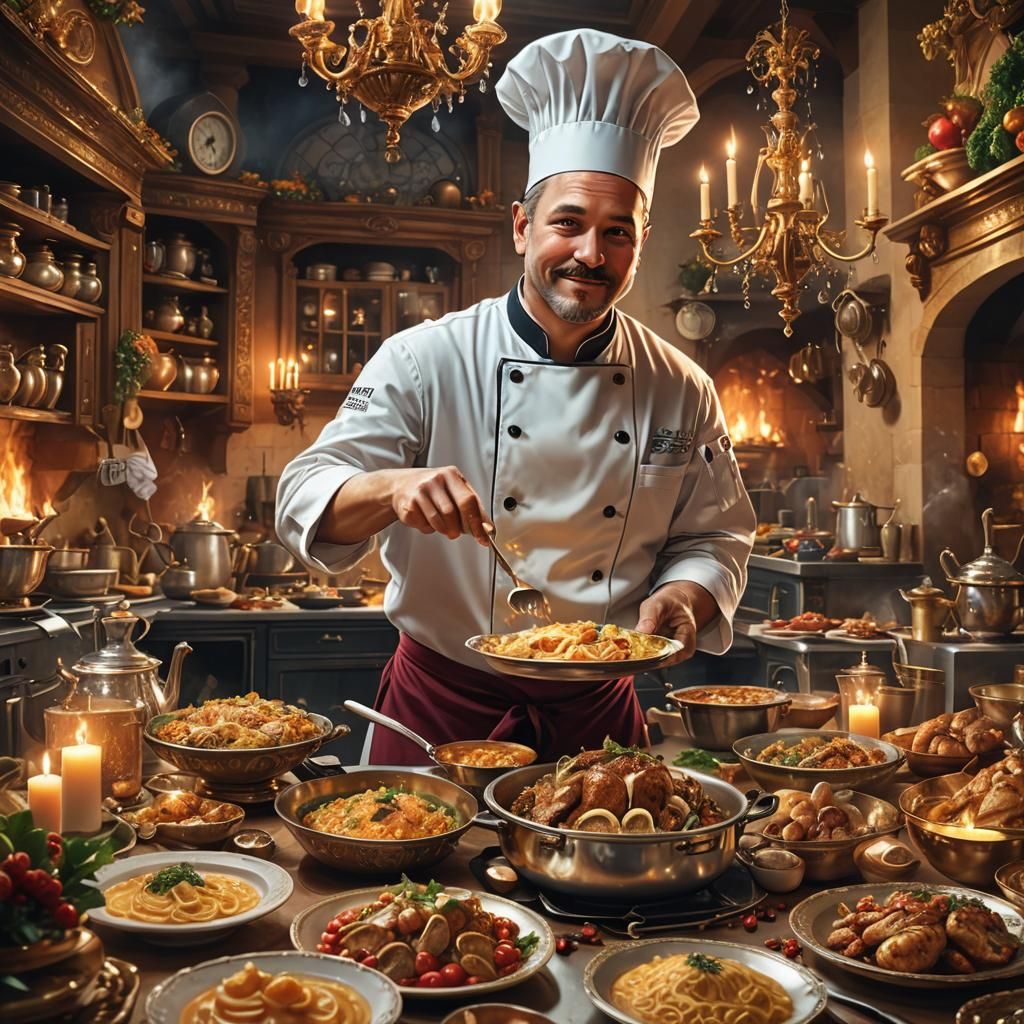 Majestic Chef Prepares Wedding Feast: Fantasy Concept Art