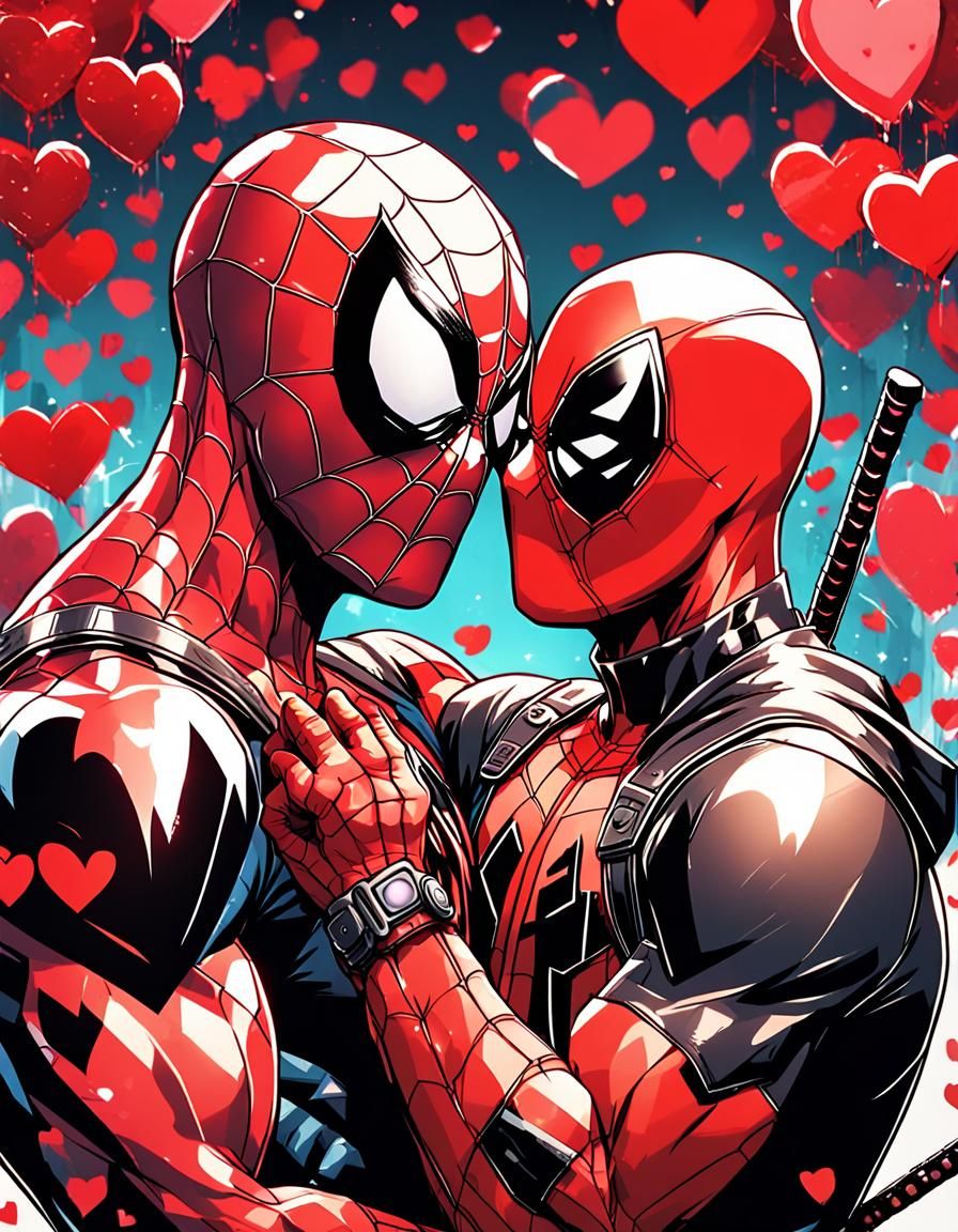 Spiderman and Deadpool: Romantic Valentine's Anime