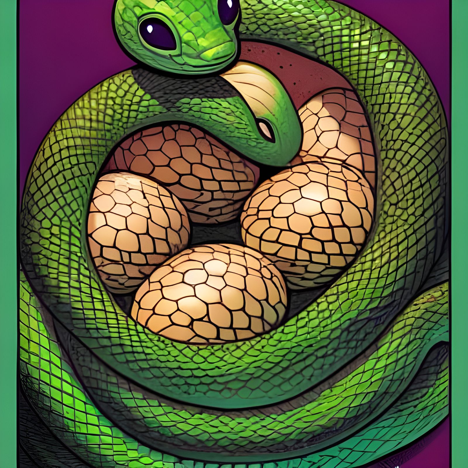 Cute Snakes Hatching: Comic Book Style
