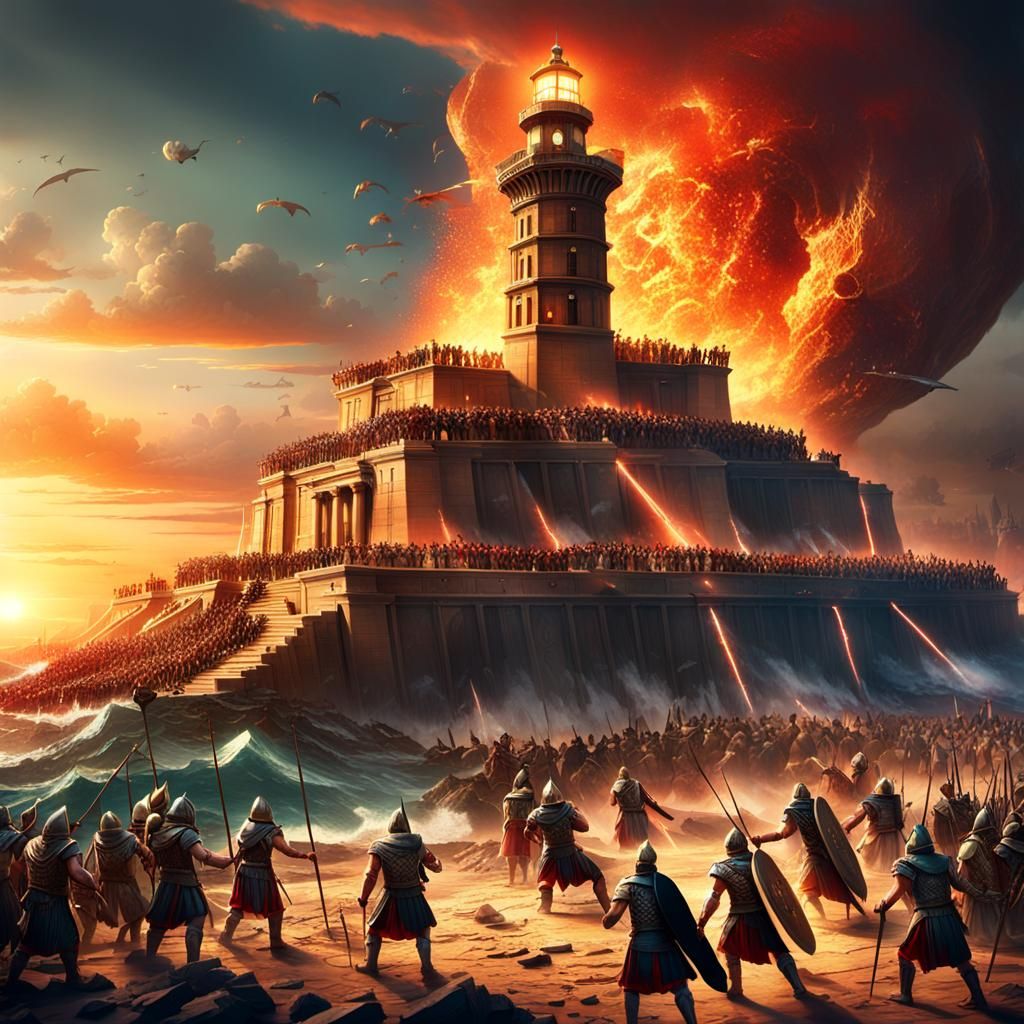 Roman Legion Clash at Alexandria Lighthouse