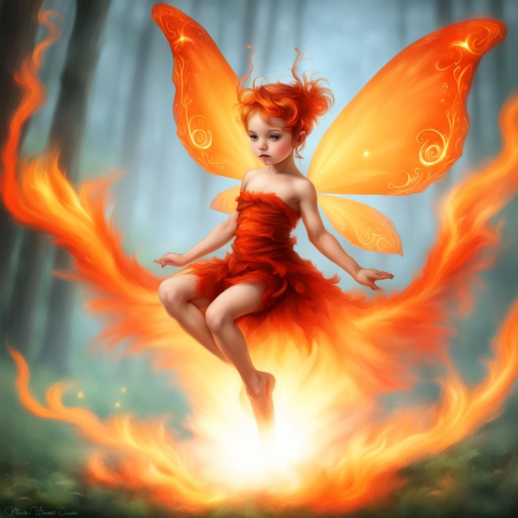 Cute Baby Fire Fairy Art