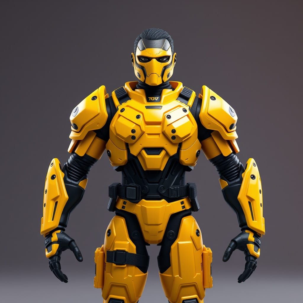 Surreal Sci-Fi Warrior in Yellow Armor
