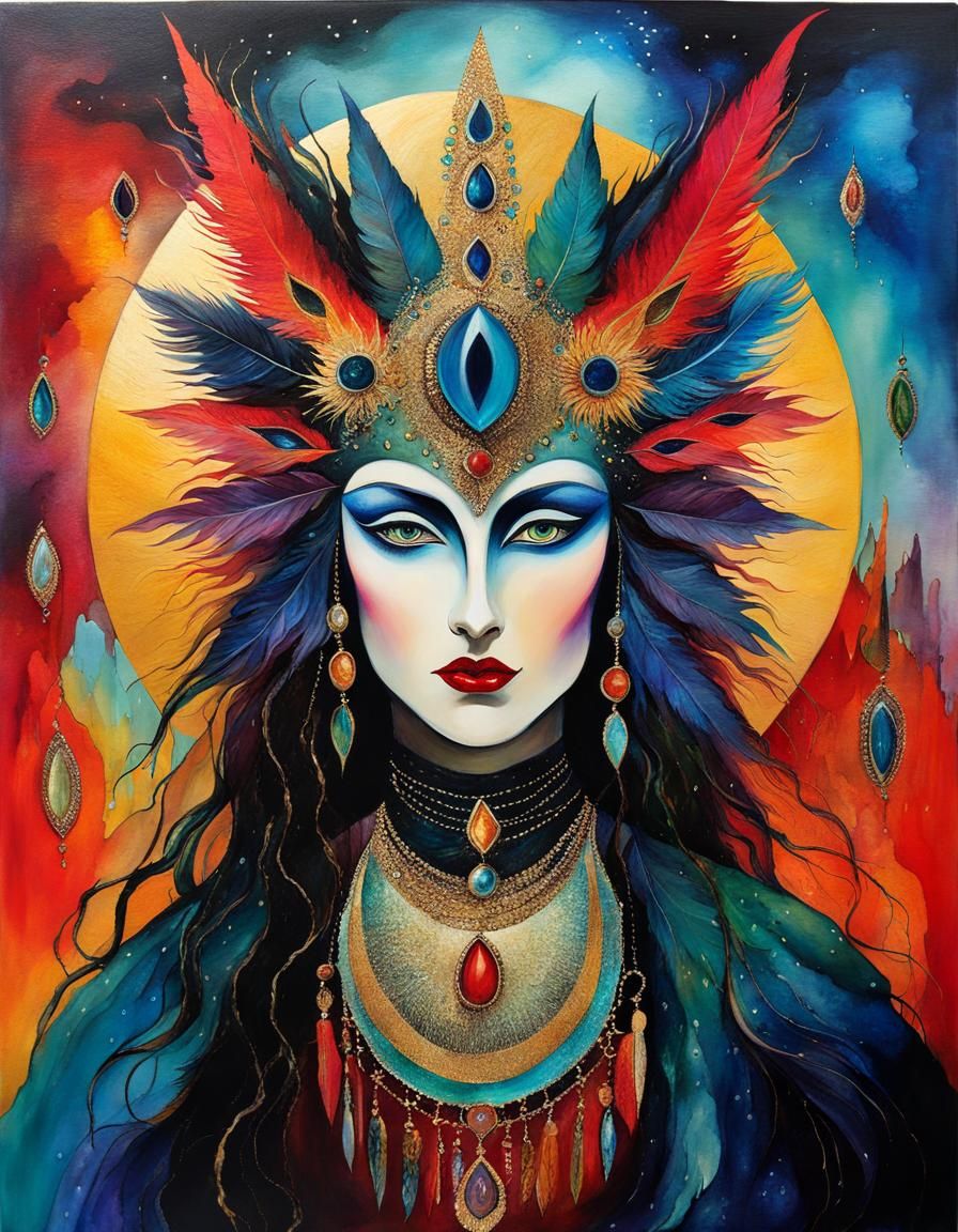 Shaman Masquerade in Surreal Auroracore Style