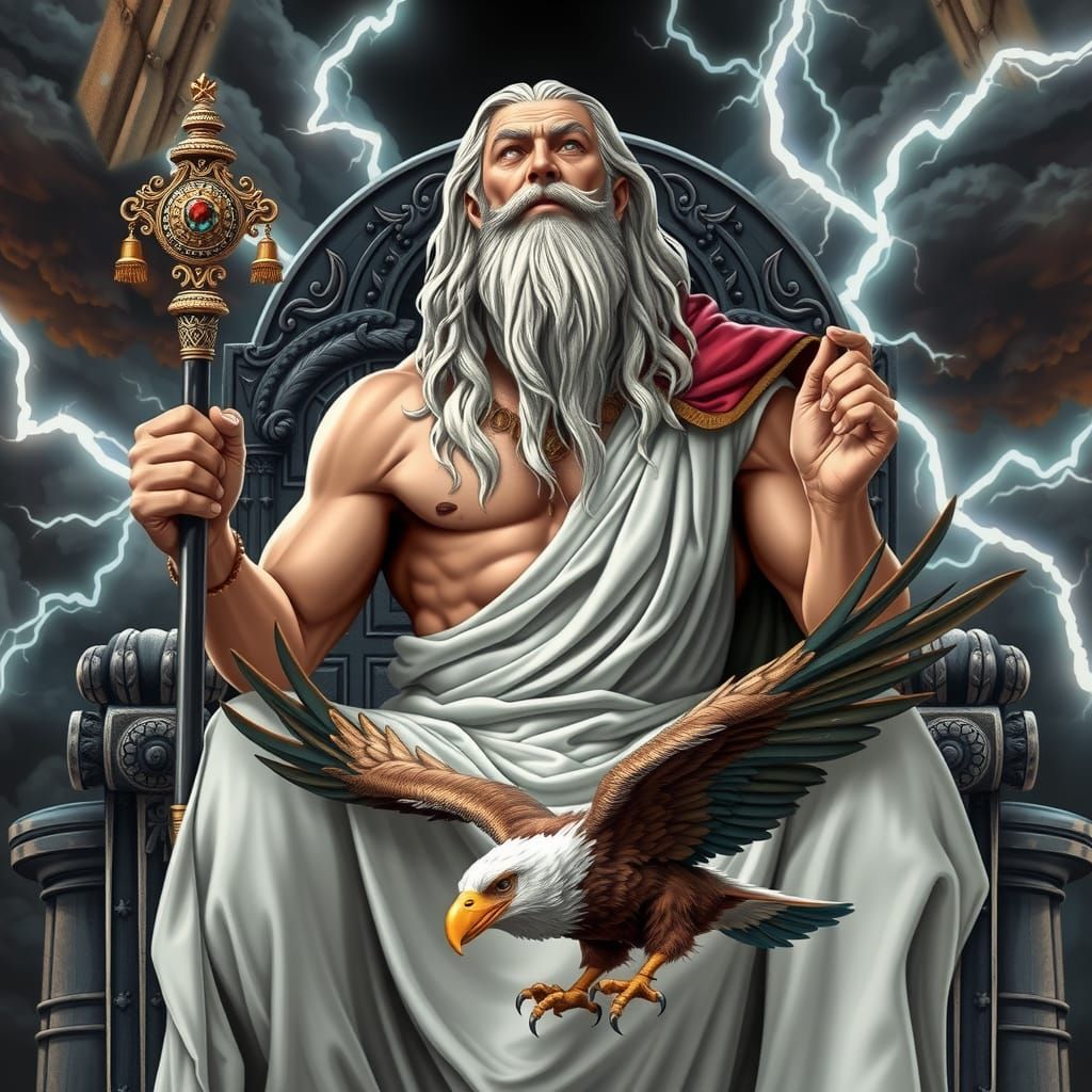 Zeus Enthroned in a Stormy Sky