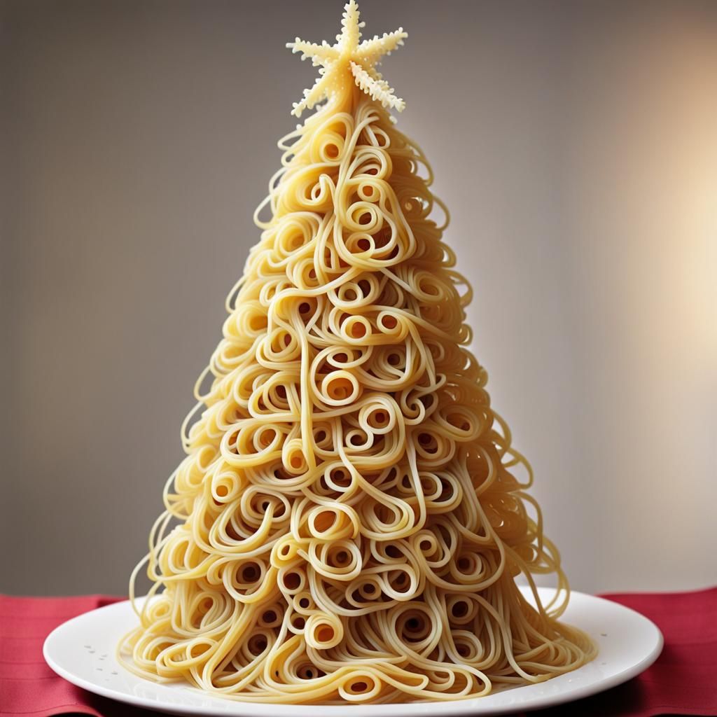 Christmas tree made out of spaghetti