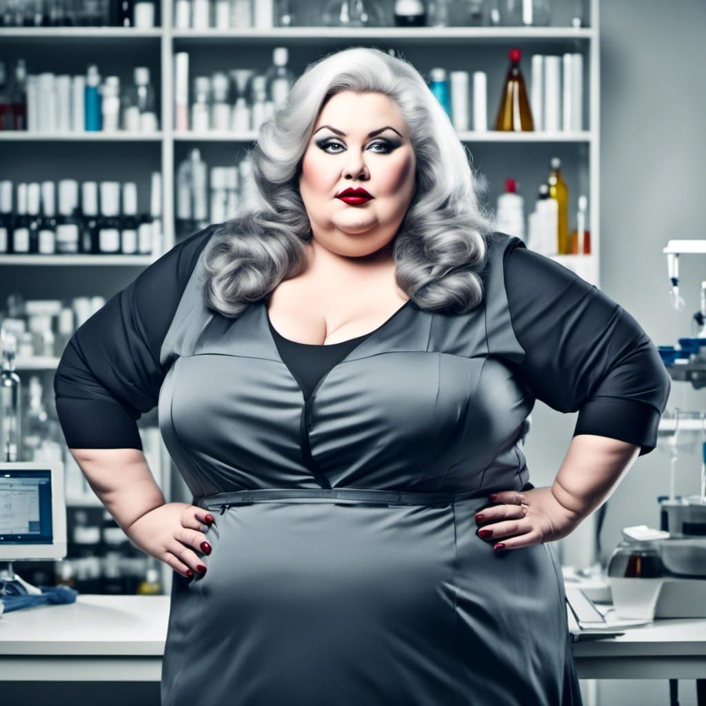 Plus-Size Scientist in Laboratory, Digital Art