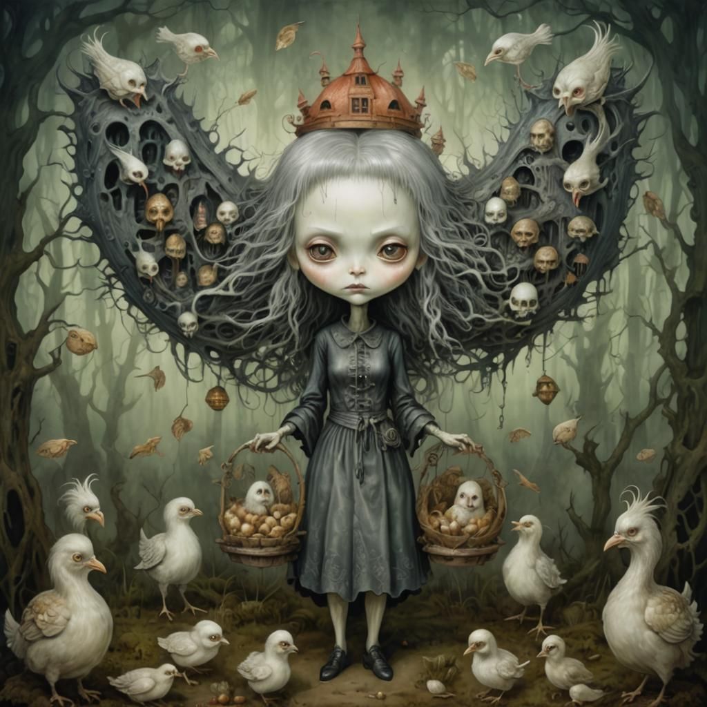 Surreal Baba Yaga Emerges from a Haunting Forest in Dada Sty...