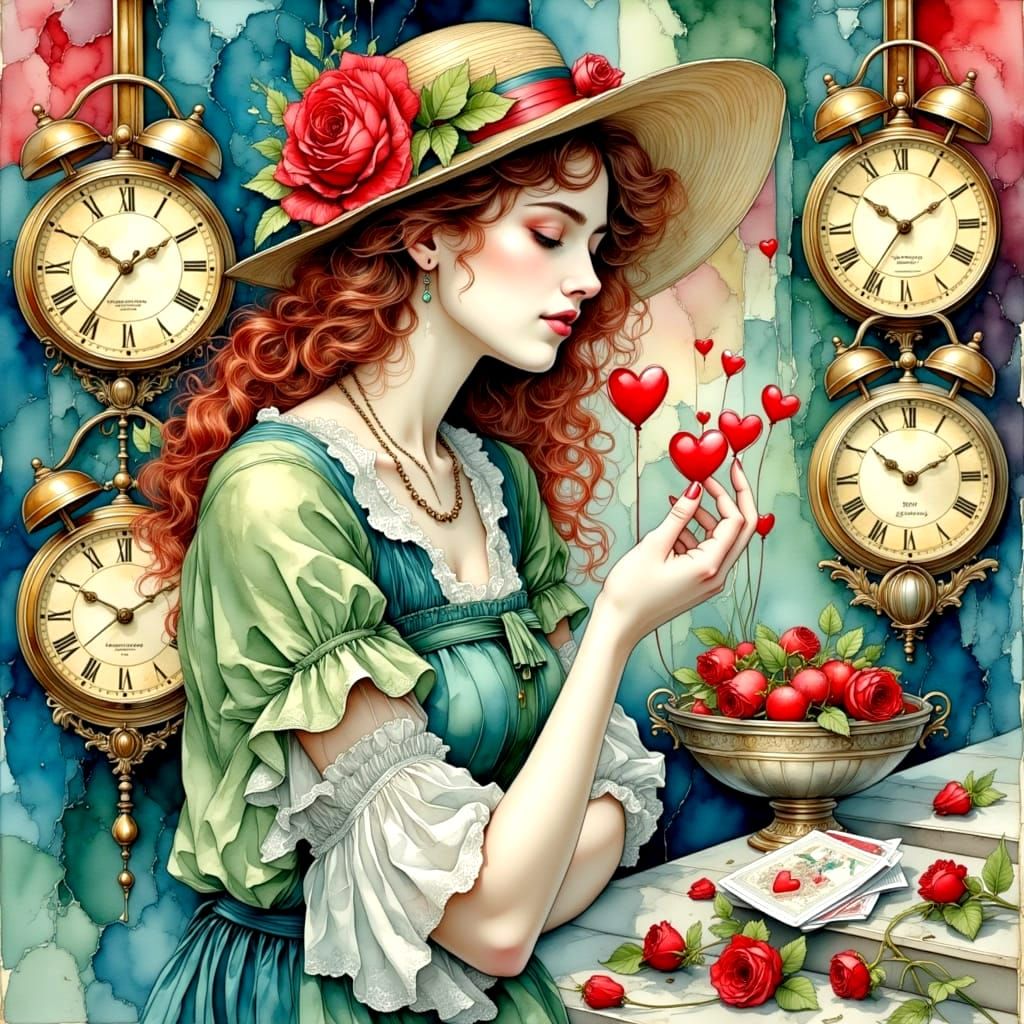 Vivid Watercolor Clock and Card Game