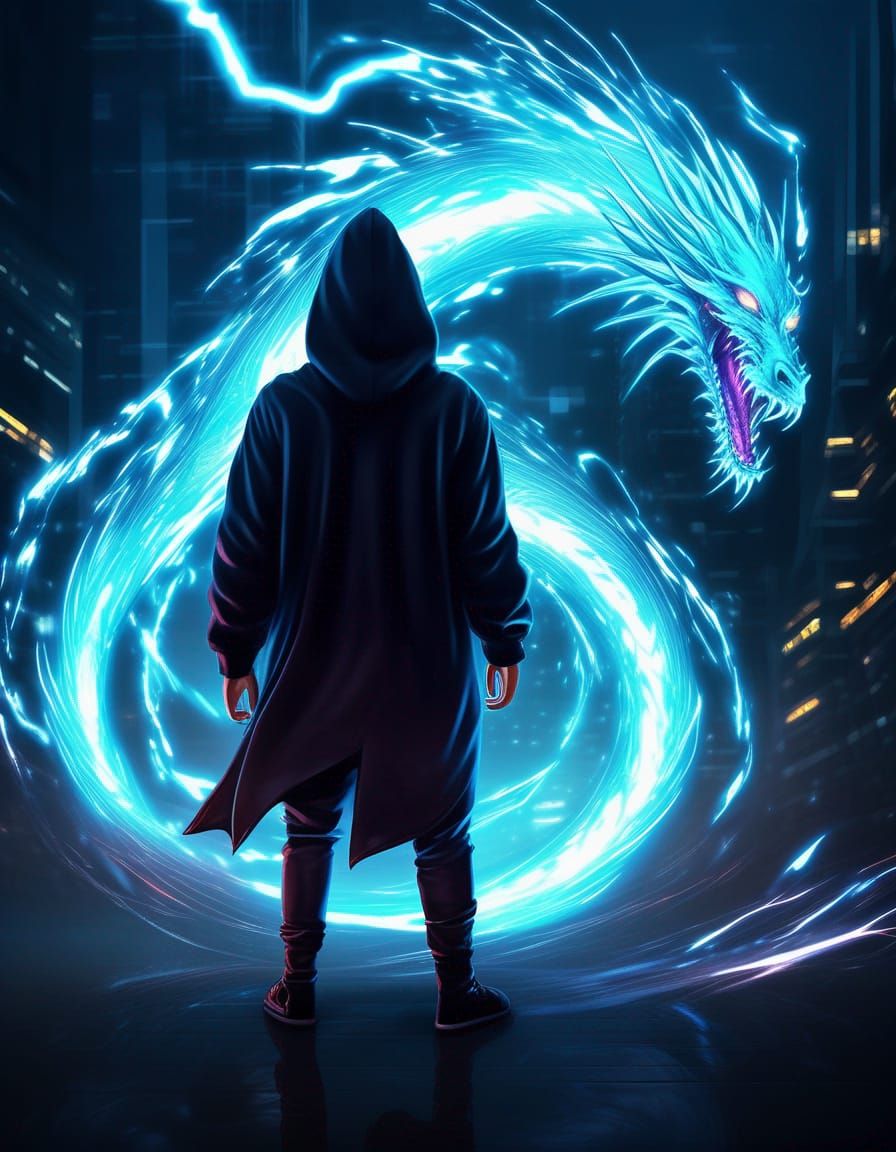 Cyberpunk Dragon Storm: Anime-Inspired Art
