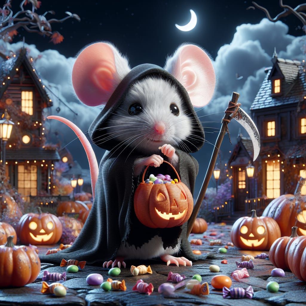 Mouse Grim Reaper Costume with Candy Bag