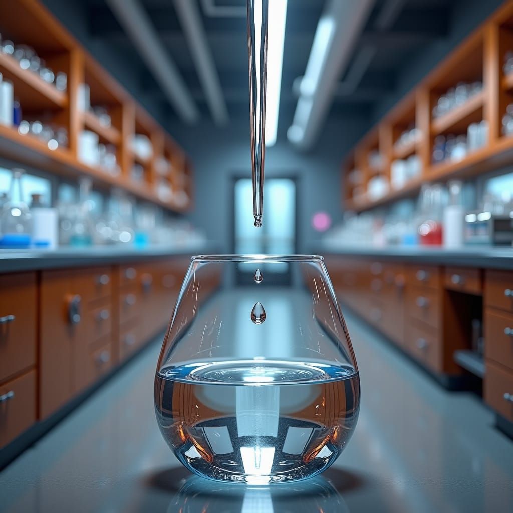 Pipette Deposits Droplets in Lab: Hyper-Realistic Art