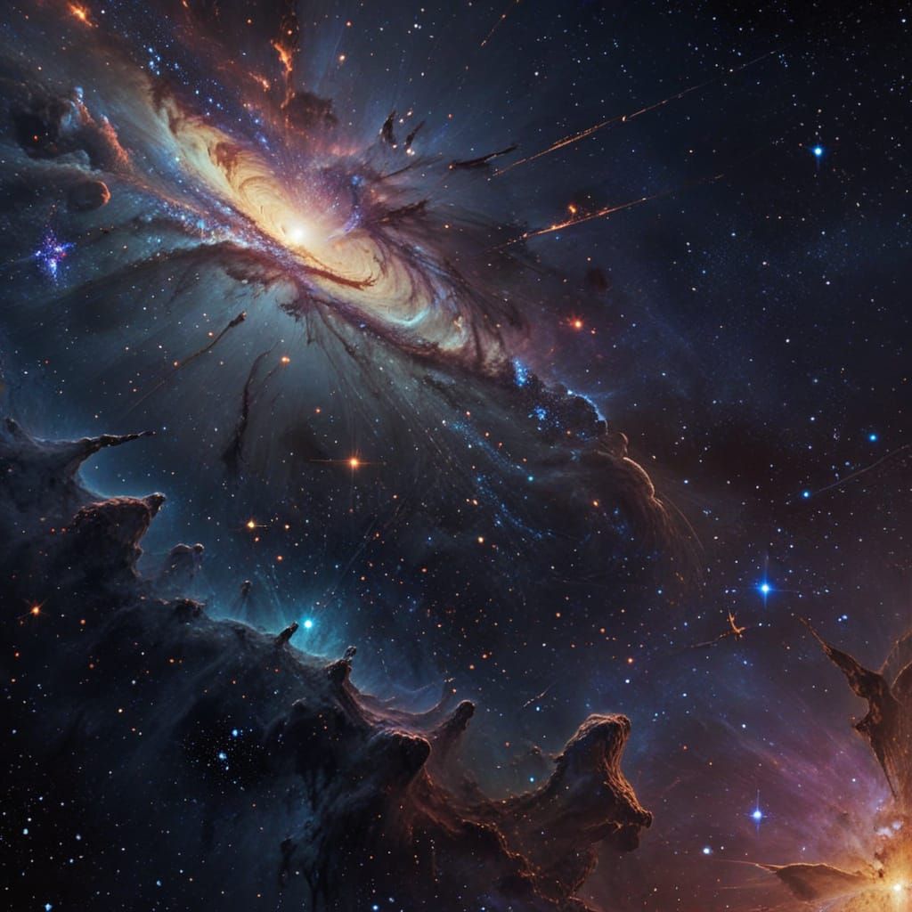 Cosmic Dreamscape in Vibrant Retrofuturistic Style