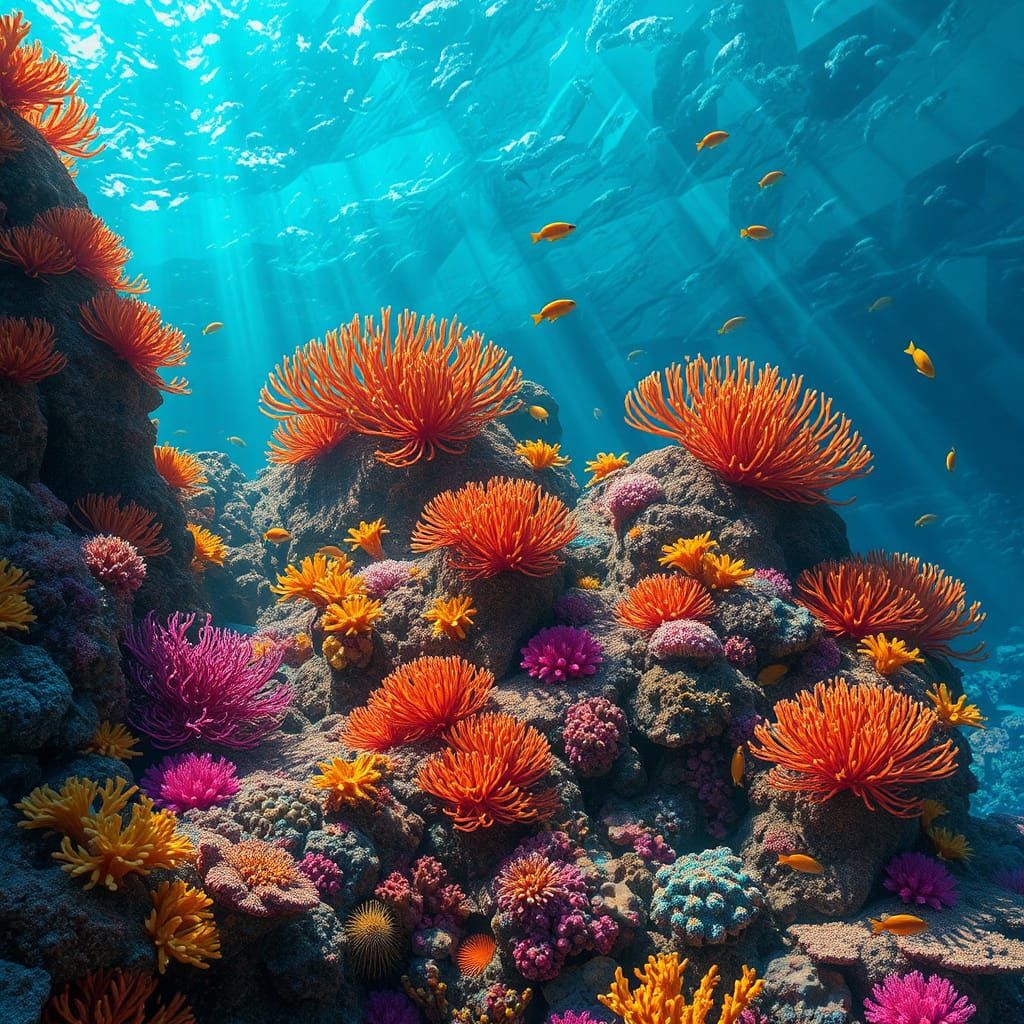 Vibrant Coral Reef Fantasy Concept Art