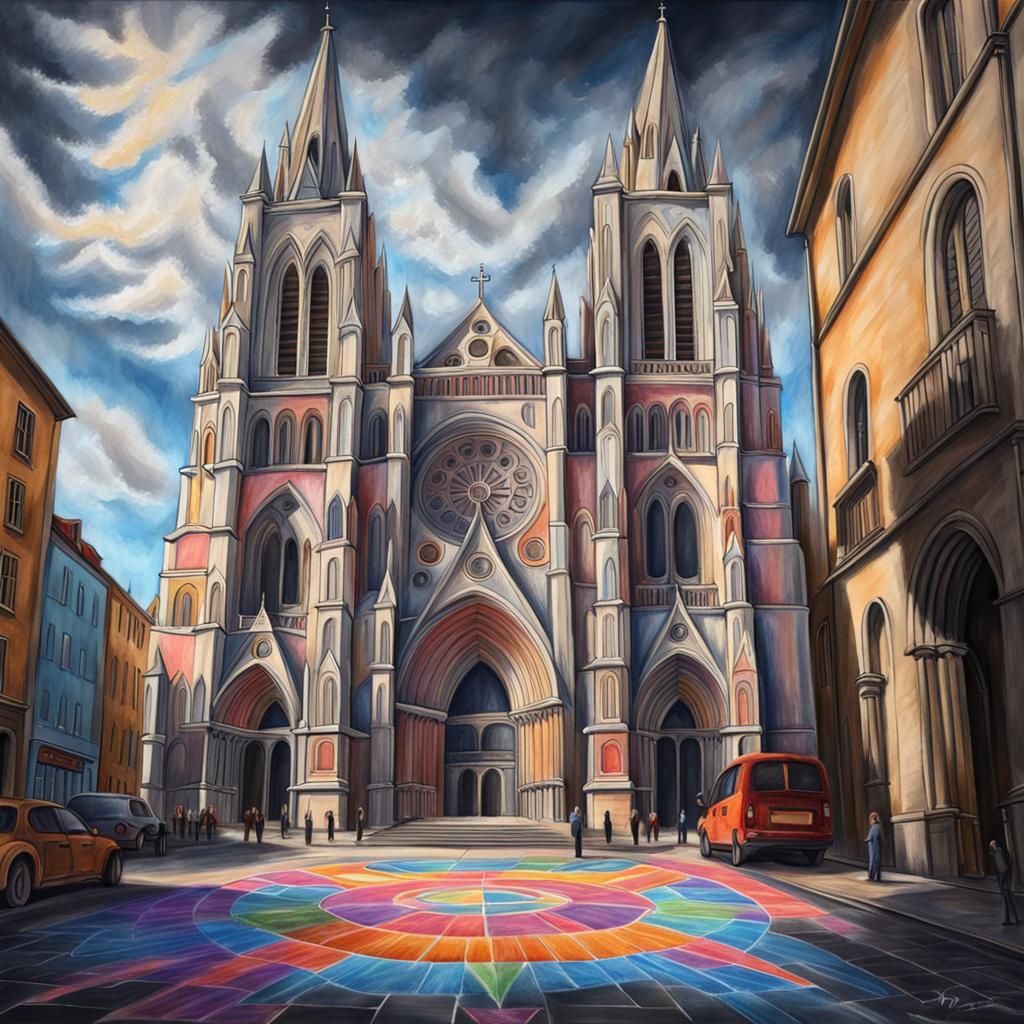 Cathedral chalk drawing
