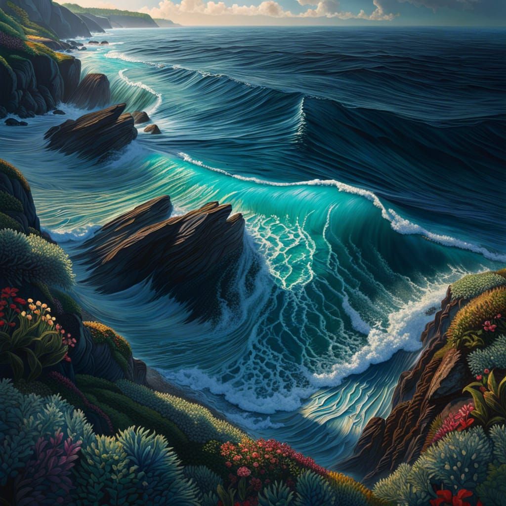 Hyperdetailed Sea Landscape in Deep Color