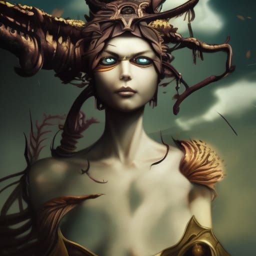 Chimera in Gothic Art Style with Ethereal Lighting