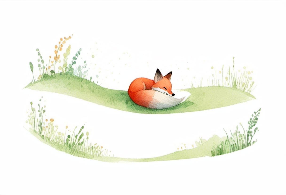 Sleeping Fox Illustration in Orange Colors