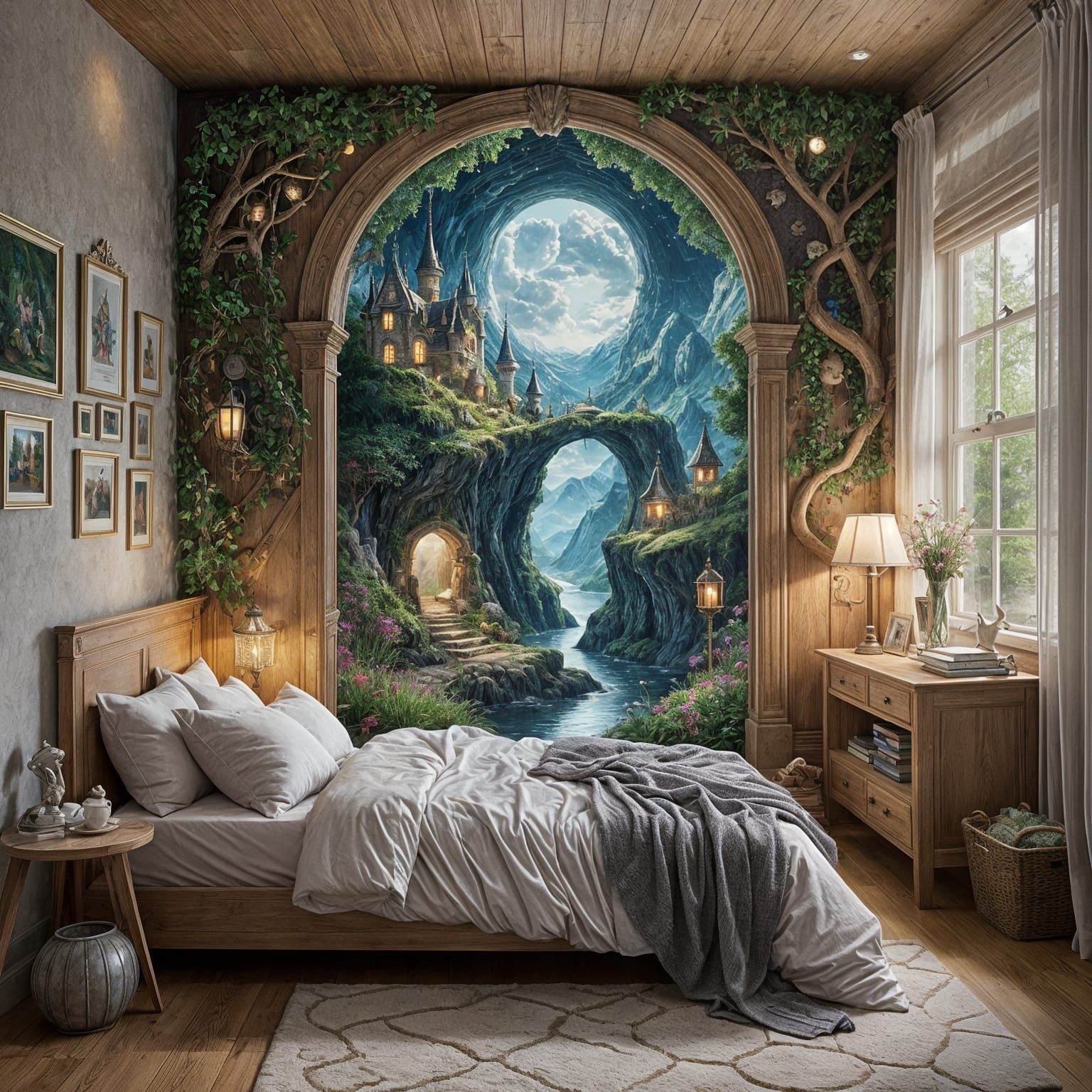 Boy's Dream Portal to Fairytale Landscapes