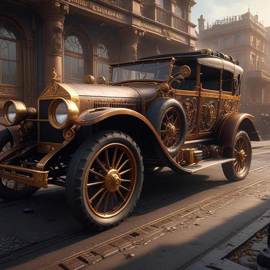 Surreal Steampunk Masterpiece with Intricate Gears and Steam...