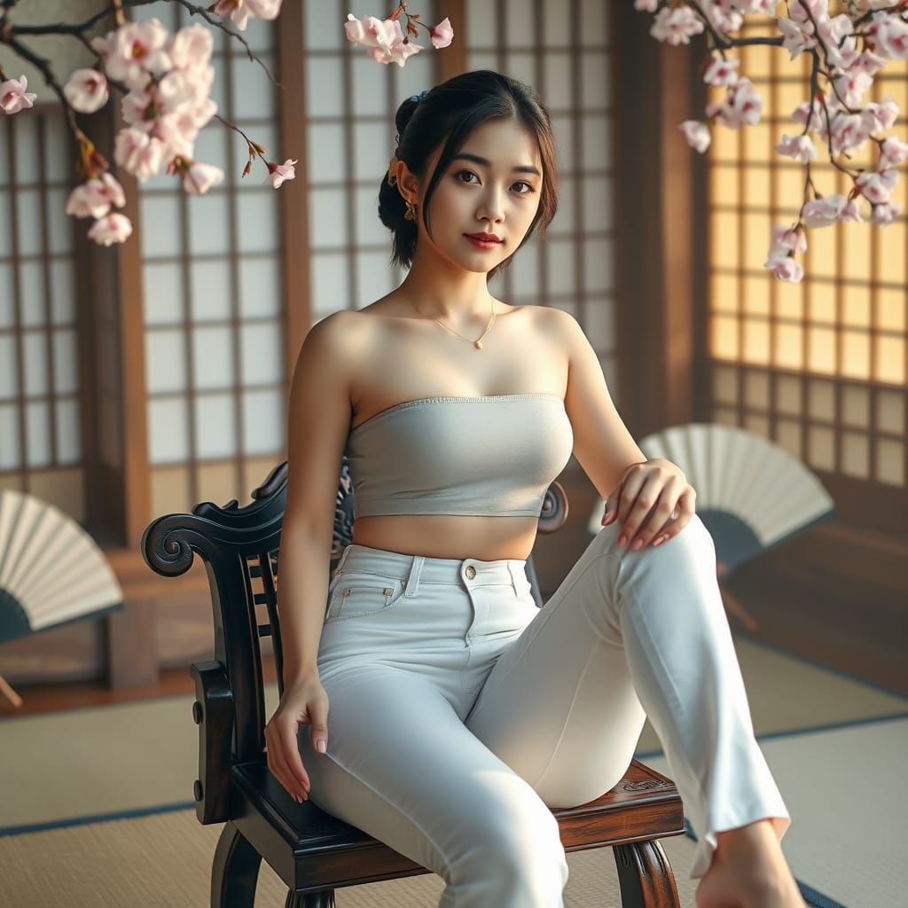 Elegant Japanese Woman in Traditional Setting