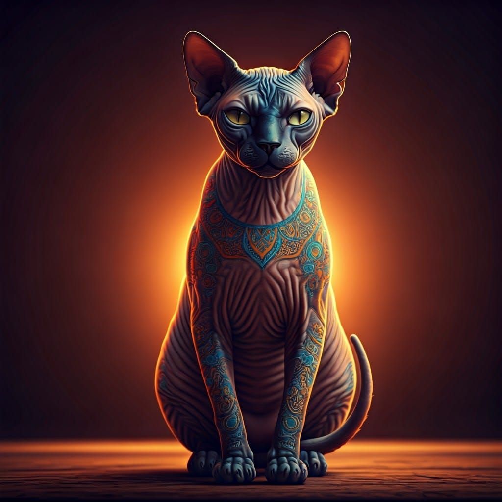 Mandala Cat in Dramatic Cinematic Lighting