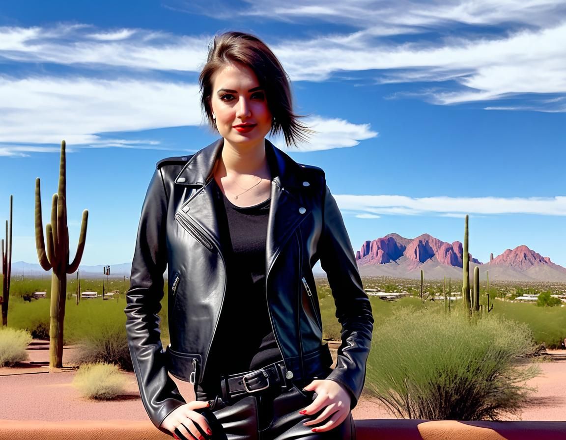 Arizona Beauty in Leather, Ultrarealistic Portrait