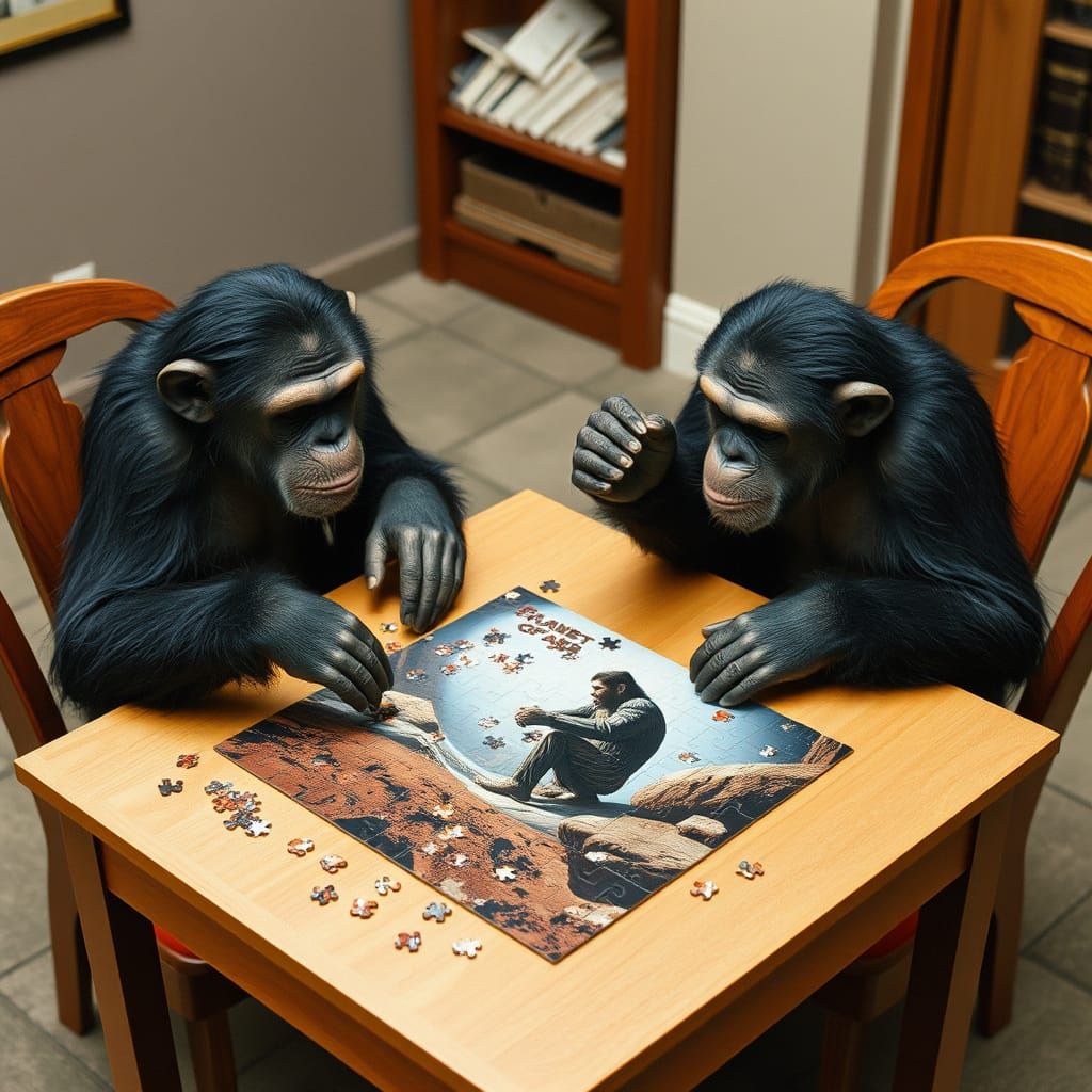 Chimpanzees Solve a Planet of the Apes Jigsaw Puzzle