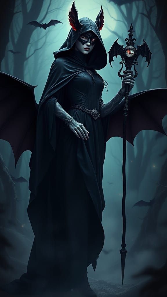 Surreal Dark Fantasy Woman Emerging from Mystical Forest